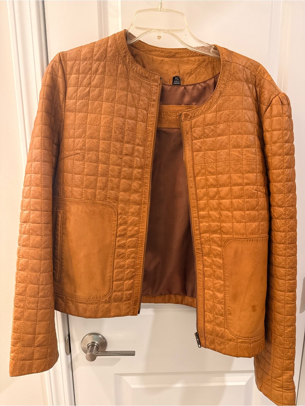 Quilted Tan Leather Jacket — Women's Luxe Outerwear